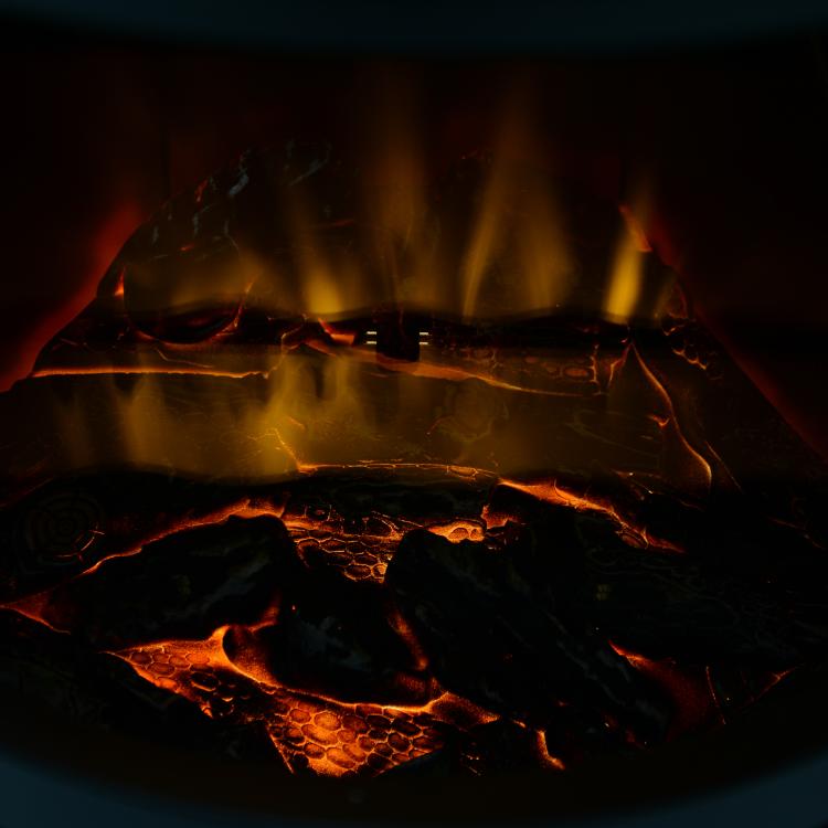 900W/2000W Freestanding Electric Fireplace with Flame Effect, Adjustable Temperature, and Overheat Protection, 41x41x64.5cm, Black