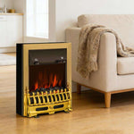 Caminetto elettrico dorato con fiamma LED, 1000/2000 W - immagine 3