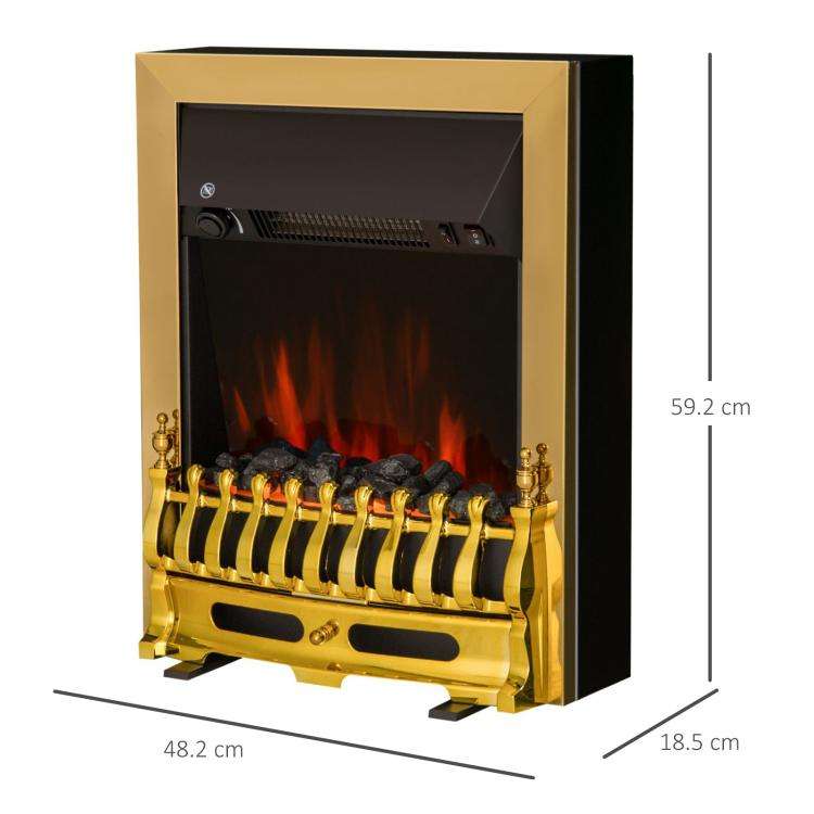 Caminetto elettrico dorato con fiamma LED, 1000/2000 W - immagine 5