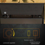 Caminetto elettrico dorato con fiamma LED, 1000/2000 W - immagine 9