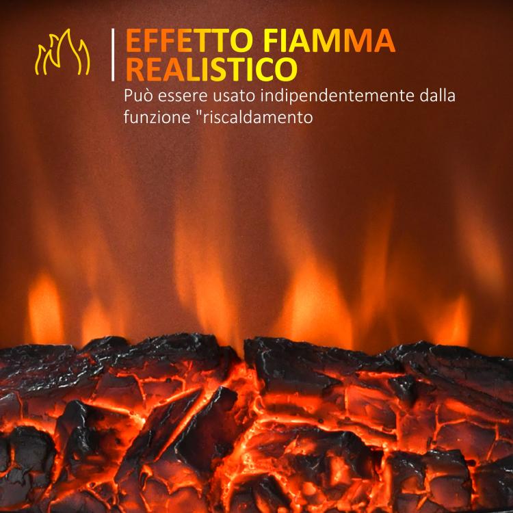 Retro-Style Electric Fireplace with Flame Effect, 1000-2000W Thermostat, and Adjustable Light – Black