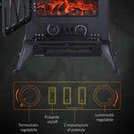 Retro-Style Electric Fireplace with Flame Effect, 1000-2000W Thermostat, and Adjustable Light – Black
