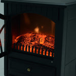 Retro-Style Electric Fireplace with Flame Effect, 1000-2000W Thermostat, and Adjustable Light – Black