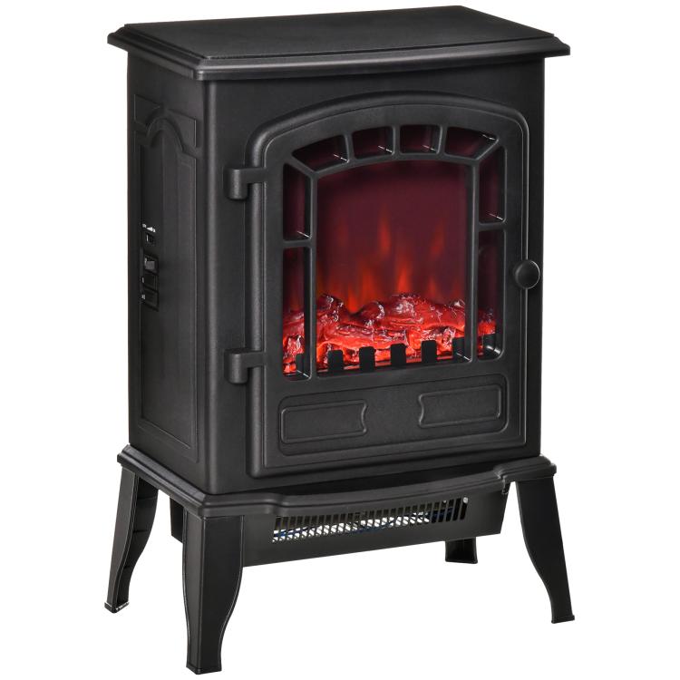 Electric Fireplace with Flame Effect, 1000/2000W Electric Fireplace with Adjustable Temperature and Overheat Protection, 20–25 m2 Coverage, 39 x 24 x 56.5 cm, Black
