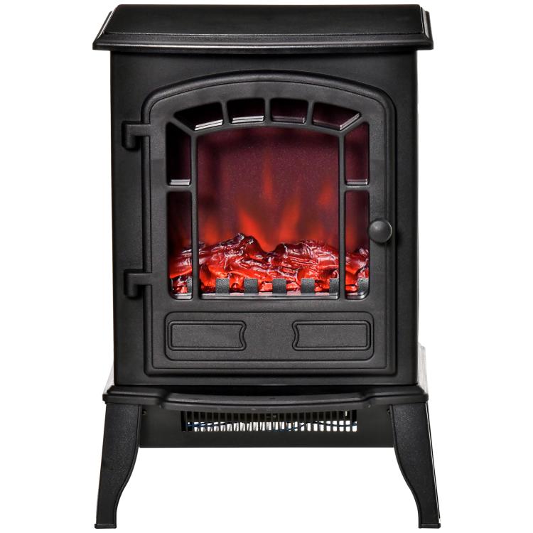 Electric Fireplace with Flame Effect, 1000/2000W Electric Fireplace with Adjustable Temperature and Overheat Protection, 20–25 m2 Coverage, 39 x 24 x 56.5 cm, Black