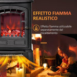 Electric Fireplace with Flame Effect, 1000/2000W Electric Fireplace with Adjustable Temperature and Overheat Protection, 20–25 m2 Coverage, 39 x 24 x 56.5 cm, Black