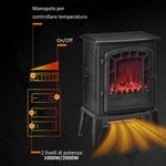 Electric Fireplace with Flame Effect, 1000/2000W Electric Fireplace with Adjustable Temperature and Overheat Protection, 20–25 m2 Coverage, 39 x 24 x 56.5 cm, Black