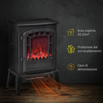 Electric Fireplace with Flame Effect, 1000/2000W Electric Fireplace with Adjustable Temperature and Overheat Protection, 20–25 m2 Coverage, 39 x 24 x 56.5 cm, Black
