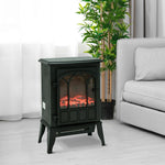 Freestanding Electric Fireplace (1000W/2000W) with Adjustable Flame Brightness, Adjustable Temperature, and Overheat Protection – 39x23x56.5cm, Black