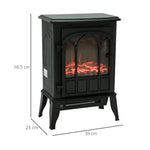 Freestanding Electric Fireplace (1000W/2000W) with Adjustable Flame Brightness, Adjustable Temperature, and Overheat Protection – 39x23x56.5cm, Black