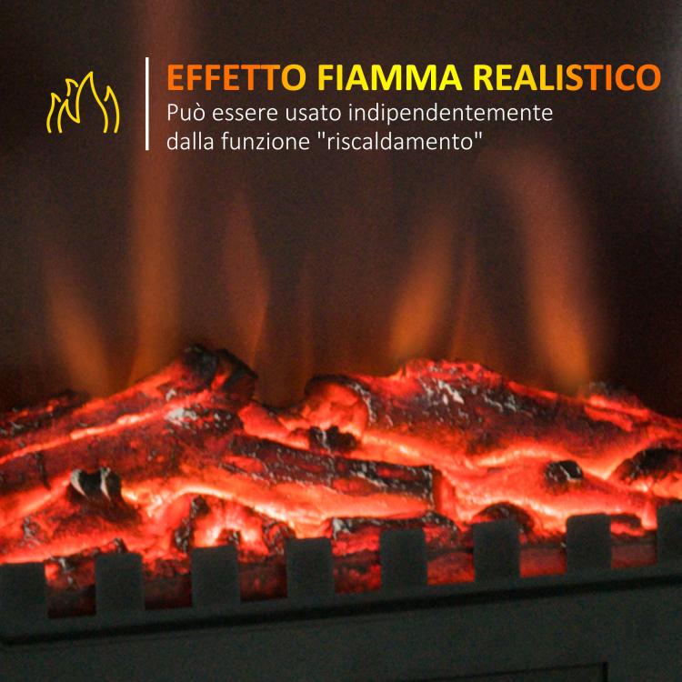 Freestanding Electric Fireplace (1000W/2000W) with Adjustable Flame Brightness, Adjustable Temperature, and Overheat Protection – 39x23x56.5cm, Black