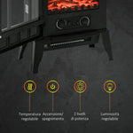 Freestanding Electric Fireplace (1000W/2000W) with Adjustable Flame Brightness, Adjustable Temperature, and Overheat Protection – 39x23x56.5cm, Black