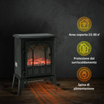 Freestanding Electric Fireplace (1000W/2000W) with Adjustable Flame Brightness, Adjustable Temperature, and Overheat Protection – 39x23x56.5cm, Black