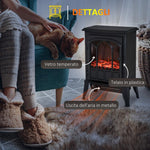 Freestanding Electric Fireplace (1000W/2000W) with Adjustable Flame Brightness, Adjustable Temperature, and Overheat Protection – 39x23x56.5cm, Black