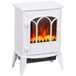 Freestanding Electric Fireplace, 1000W/2000W Power with Adjustable Flame Effect, 39x23x56.5cm, White