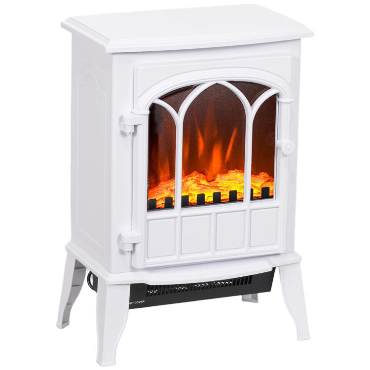 Freestanding Electric Fireplace, 1000W/2000W Power with Adjustable Flame Effect, 39x23x56.5cm, White