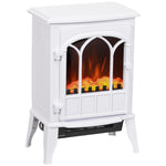 Freestanding Electric Fireplace, 1000W/2000W Power with Adjustable Flame Effect, 39x23x56.5cm, White