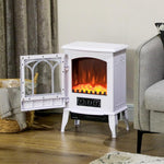 Freestanding Electric Fireplace, 1000W/2000W Power with Adjustable Flame Effect, 39x23x56.5cm, White