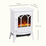 Freestanding Electric Fireplace, 1000W/2000W Power with Adjustable Flame Effect, 39x23x56.5cm, White