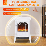 Freestanding Electric Fireplace, 1000W/2000W Power with Adjustable Flame Effect, 39x23x56.5cm, White