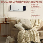 Wall-Mounted Oscillating Fan Heater with 12-Hour Timer and 2 Heating Modes, 54.5x12x21.5 cm, White