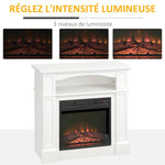 Electric fireplace with LED flame effect, adjustable brightness, and remote control – 1800 W – 80.5 x 32.3 x 80.5 cm – White