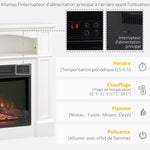 Electric fireplace with LED flame effect, adjustable brightness, and remote control – 1800 W – 80.5 x 32.3 x 80.5 cm – White