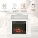 Electric fireplace with LED flame effect, adjustable brightness, and remote control – 1800 W – 80.5 x 32.3 x 80.5 cm – White