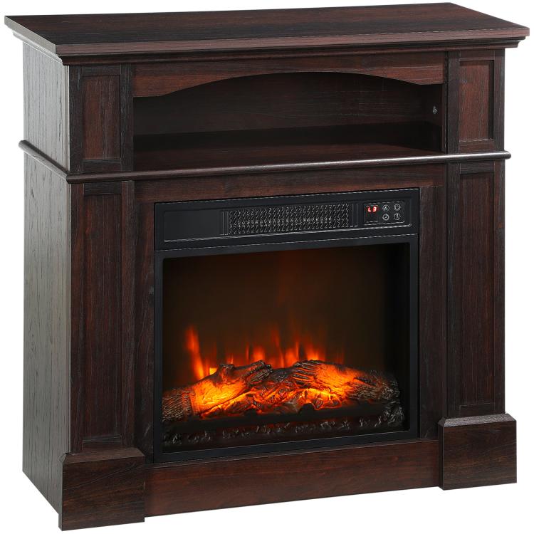Electric fireplace with LED flame effect, adjustable brightness, and remote control - 1800 W - 80.5 x 32.3 x 80.5 cm
