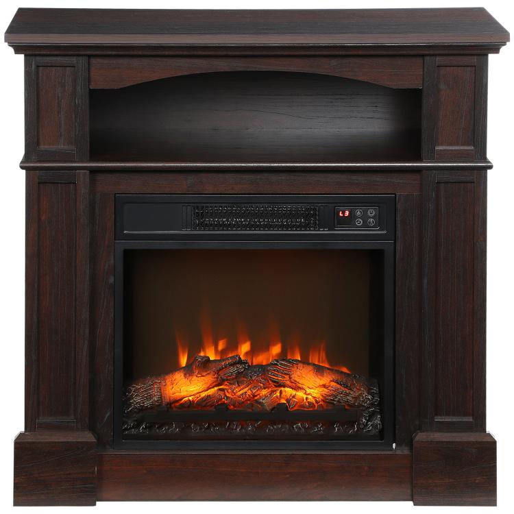 Electric fireplace with LED flame effect, adjustable brightness, and remote control - 1800 W - 80.5 x 32.3 x 80.5 cm