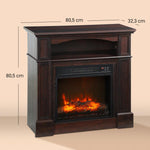 Electric fireplace with LED flame effect, adjustable brightness, and remote control - 1800 W - 80.5 x 32.3 x 80.5 cm