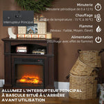 Electric fireplace with LED flame effect, adjustable brightness, and remote control - 1800 W - 80.5 x 32.3 x 80.5 cm
