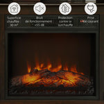 Electric fireplace with LED flame effect, adjustable brightness, and remote control - 1800 W - 80.5 x 32.3 x 80.5 cm