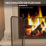 3-Panel Fireplace Screen – Foldable Metal Fire Guard (96 x 1.3 x 56 cm) – Black