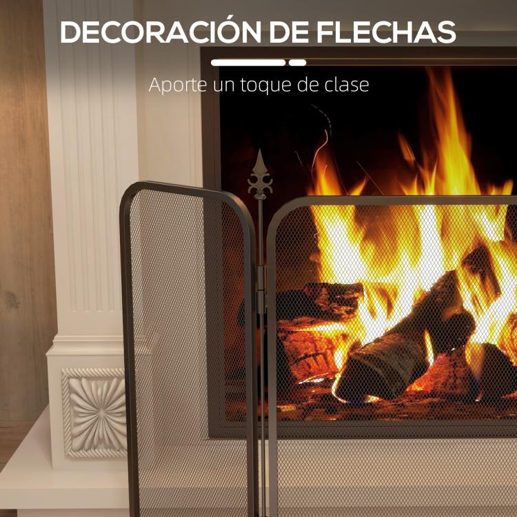 3-Panel Fireplace Screen – Foldable Metal Fire Guard (96 x 1.3 x 56 cm) – Black