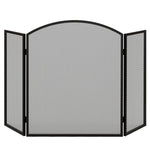 3-Panel Folding Fireplace Screen with Steel Frame, 96 x 62 cm, Black