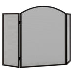 3-Panel Folding Fireplace Screen with Steel Frame, 96 x 62 cm, Black