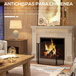3-Panel Folding Fireplace Screen with Steel Frame, 96 x 62 cm, Black