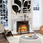 3-Panel Folding Fireplace Screen with Steel Frame, 96 x 62 cm, Black