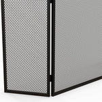 3-Panel Folding Fireplace Screen with Steel Frame, 96 x 62 cm, Black