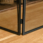 Folding Fireplace Screen, 3 Panels with Hinges and Decorative Metal Frame, 108x24x76 cm, Black
