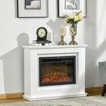 Large 2000W Electric Fireplace with LED Flame Effect – Adjustable Timer, Temperature, and Brightness – Remote Control Included – White