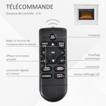 Large 2000W Electric Fireplace with LED Flame Effect – Adjustable Timer, Temperature, and Brightness – Remote Control Included – White