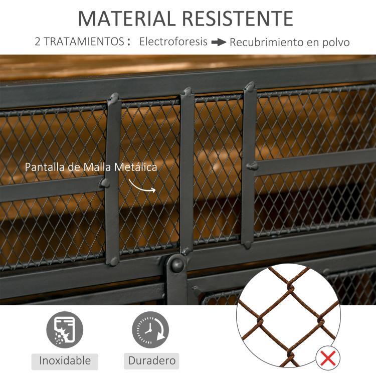 Foldable 3-Panel Fireplace Screen with Double Doors and Feet, 120 x 11.5 x 79 cm, Black