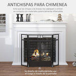 Foldable 3-Panel Fireplace Screen with Double Doors and Feet, 120 x 11.5 x 79 cm, Black
