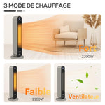 Oscillating fan heater 1100/2200 W – mini PTC ceramic heater – remote control included – supplemental heater