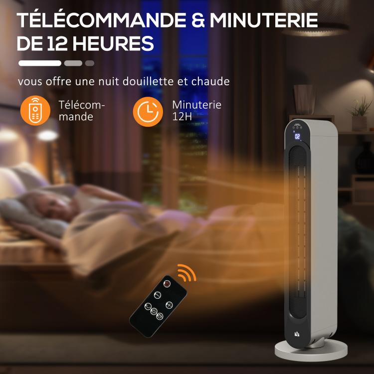 Oscillating fan heater 1100/2200 W – mini PTC ceramic heater – remote control included – supplemental heater