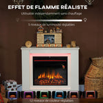 1000W/2000W Electric Fireplace with Flame Effect – 12 Colors & 5 Adjustable Brightness Levels – 98x25x80cm – White
