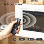 1000W/2000W Electric Fireplace with Flame Effect – 12 Colors & 5 Adjustable Brightness Levels – 98x25x80cm – White