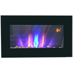 Wall-mounted electric fireplace 1000/2000 W, decorative fireplace with adjustable 7-color flame effect, 72.5 x 11.5 x 40 cm, black